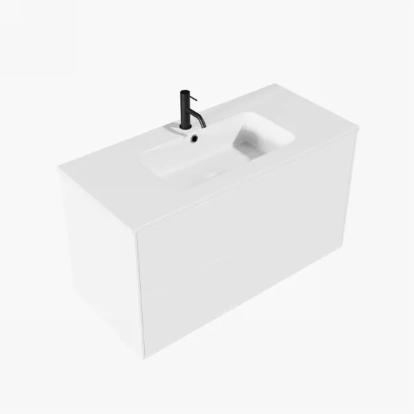 ArkiLife Cobus ACC100 - 100,5x46,5, Slim-Frame-møbler, høyglanset hvit med Sanistone-vask