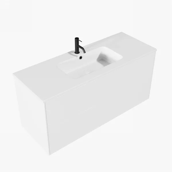 ArkiLife Cobus ACC120 - 120,5x46,5, Slim-Frame-møbler, høyglanset hvit med Sanistone-vask