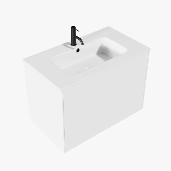 ArkiLife Cobus ACC80 - 80,5x46,5, Slim-Frame-møbler, høyglanset hvit med Sanistone-vask
