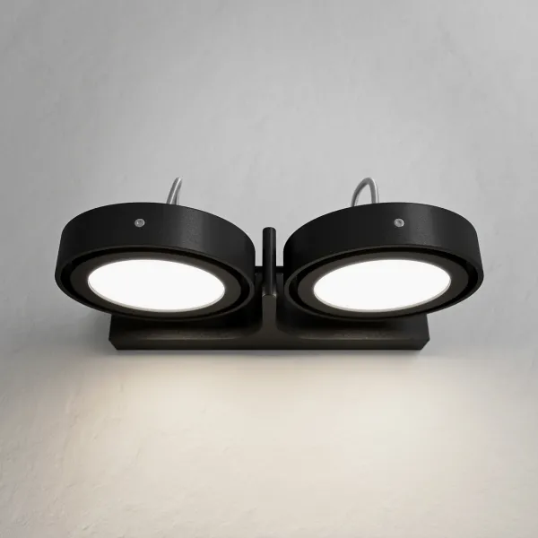 Big A02 - - Dobbel. LED-vegglampe med vippefunksjon, matt svart