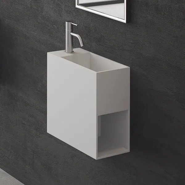 Block 40R - 40x20 vask høyre, Matt Hvit SolidTec®