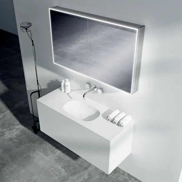 Block Soft 120 - Baderomsmøbel 120x46 cm, matt hvit med SolidTec® vask