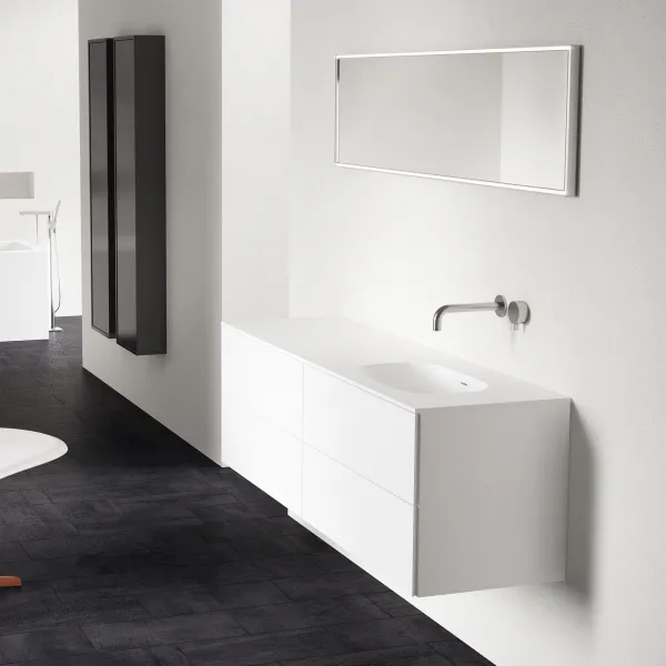 Block Soft 180R - Baderomsmøbel 180x46 cm, matt hvit med SolidTec® vask til høyre