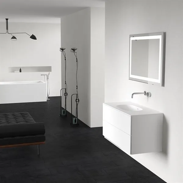Block Soft 100 - Baderomsmøbel 100x46, matt hvit med SolidTec® vask