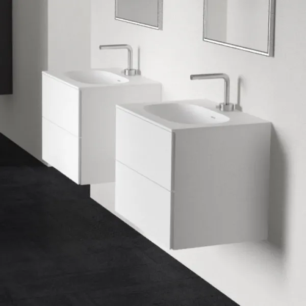 Block Soft 60 - Baderomsmøbel 60x46 cm, matt hvit med SolidTec® vask