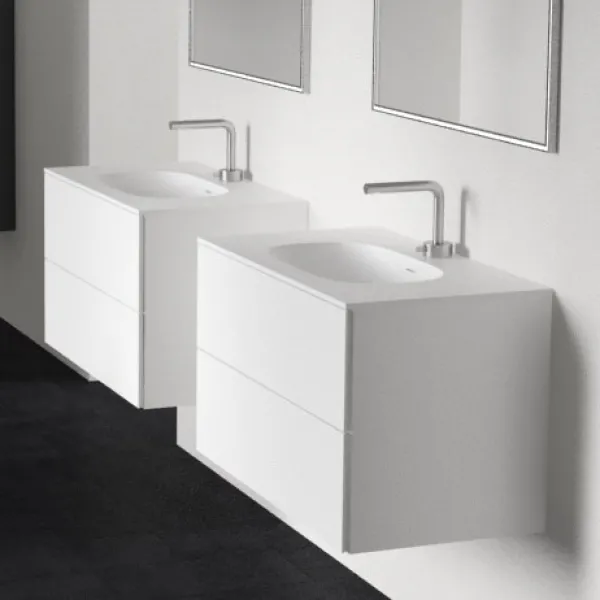 Block Soft 80 - Baderomsmøbel 80x46 cm, matt hvit med SolidTec® vask
