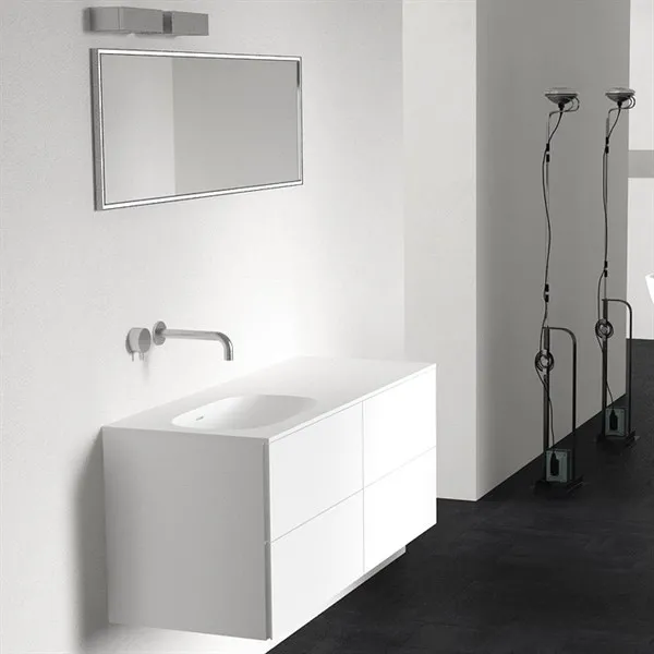 Block Soft 120L - Baderomsmøbel 120x46 cm, matt hvit med SolidTec® vask til venstre