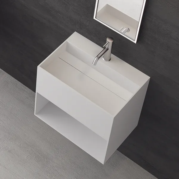 Boxo 55 - 55x40 Vask med oppbevaring, Matt Hvit SolidTec®