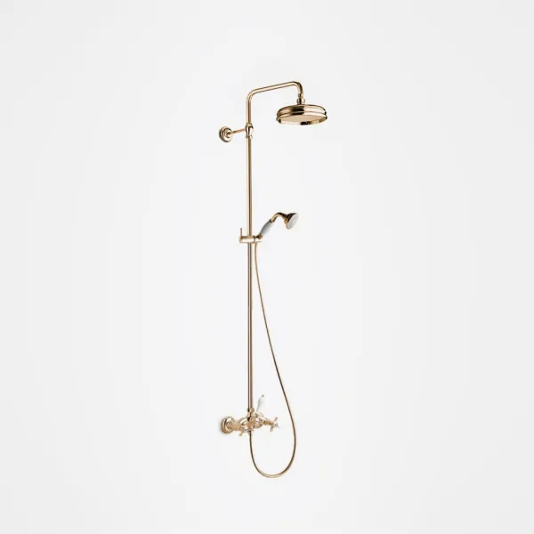 Canova 409.53 brusestangssæt komplet m Ø20 cm brusehoved og Square rør - Messing Naturlig