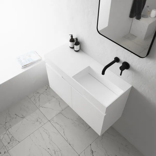 Compact Inside 090R - Servantskap 90x35, Matt Hvit SolidTec®