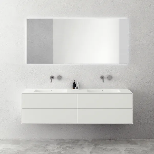 Copenhagen Chic 180D - Baderomsmøbler, Corian®, Matt hvit