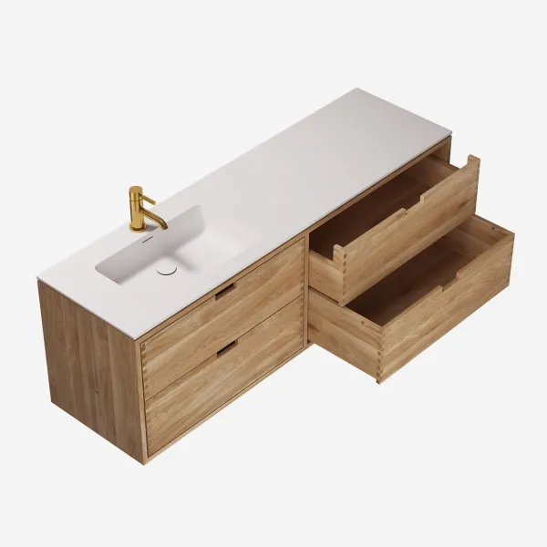 CPH Tapwork Soho 160L -  Snekkermøbler i naturlig eik inkl. Matt hvit SolidTec-vask