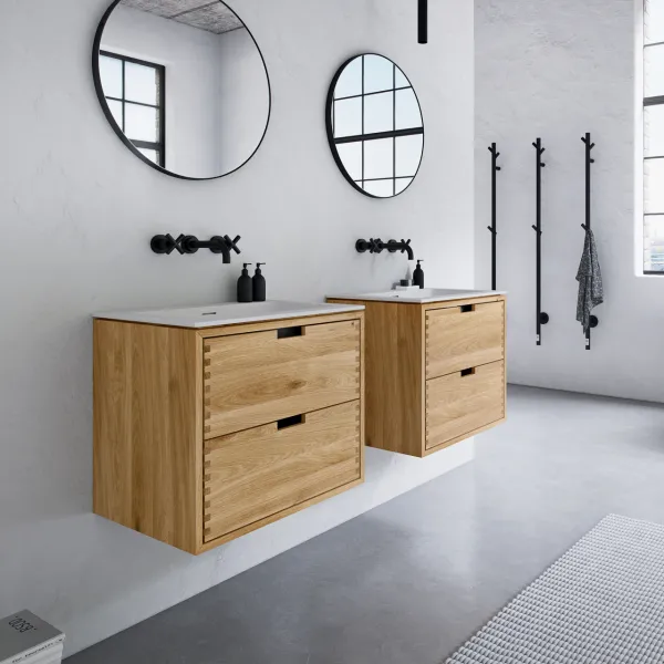 CPH Tapwork Soho 60 -  Snekkermøbler i naturlig eik inkl. Matt hvit SolidTec-vask
