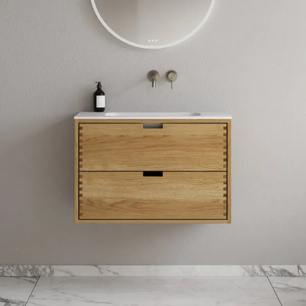 CPH Tapwork Soft 80 - MKII, skap i naturlig eik inkludert matt hvit SolidTec-vask