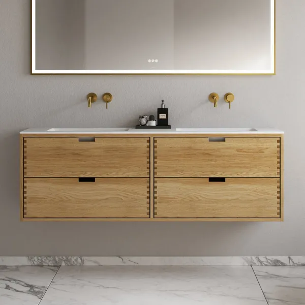 CPH Tapwork Soho 160D - MKII, skap i naturlig eik inkludert matt hvit SolidTec-vask