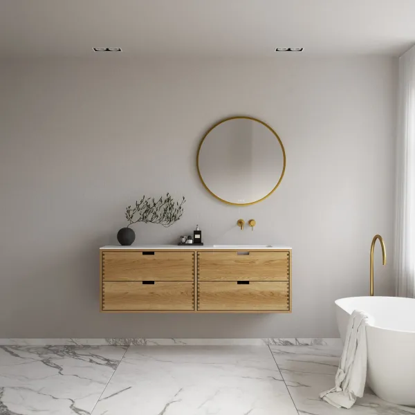 CPH Tapwork Soho 160R - MKII, skap i naturlig eik inkludert matt hvit SolidTec-vask