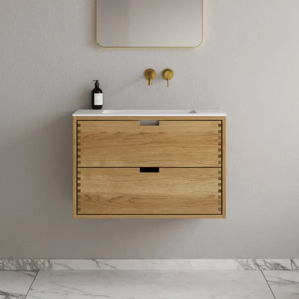 CPH Tapwork Soho 80 - MKII, skap i naturlig eik inkludert matt hvit SolidTec-vask