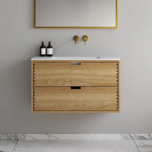 CPH Tapwork Soho 90 - MKII, skap i naturlig eik inkludert matt hvit SolidTec-vask