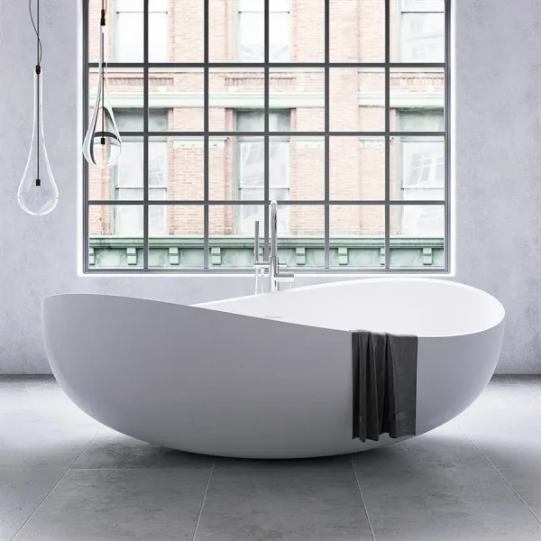 Gabbiano 180 - Badekar 180x110, Solid Matt Hvit SolidTec®