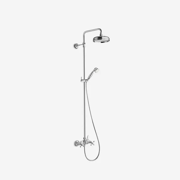 Impero 409.51 brusestangssæt m/Ø20 cm hoved, Square, komplet sæt - Krom