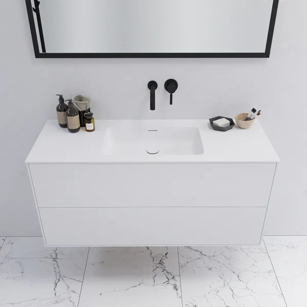 Pulcher Mood 120 Soho - Baderomsmøbel 120x46 cm, matt hvit med SolidTec® vask