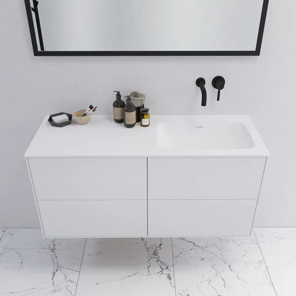 Pulcher Mood 120R Soft - Baderomsmøbel 120x46 cm, matt hvit med SolidTec® vask