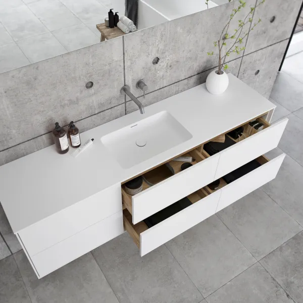 Pulcher Mood 180 Soho - Baderomsmøbel 180x46 cm, matt hvit med SolidTec® vask