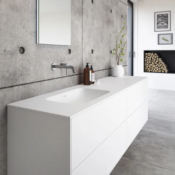Pulcher Mood 180L Soft - Baderomsmøbel 180x46 cm, matt hvit med SolidTec® vask