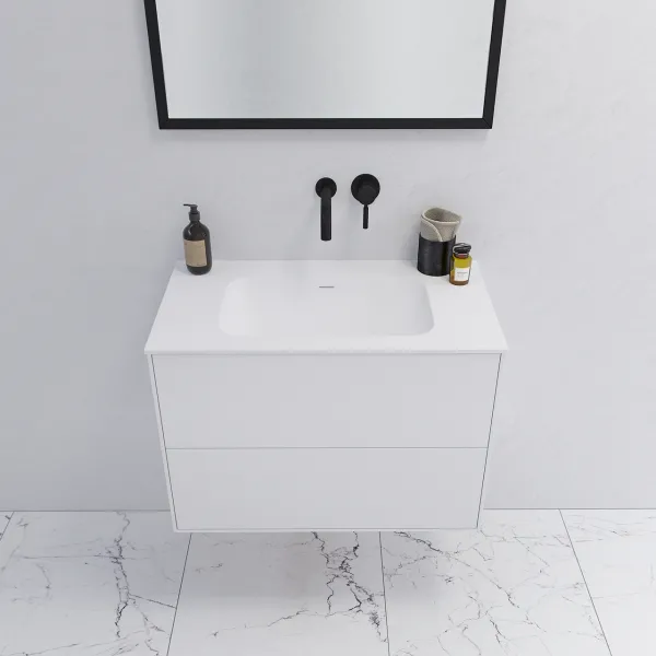 Pulcher Mood 80 Soft - Baderomsmøbel 80x46 cm, matt hvit med SolidTec® vask