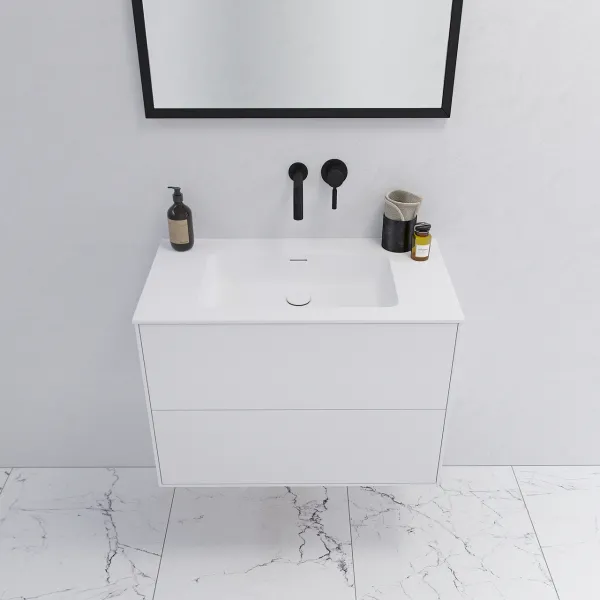 Pulcher Mood 80 Soho - Baderomsmøbel 80x46 cm, matt hvit med SolidTec® vask