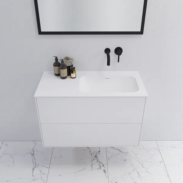 Pulcher Mood 90R Soft - Baderomsmøbel 90x46 cm, matt hvit med SolidTec® vask