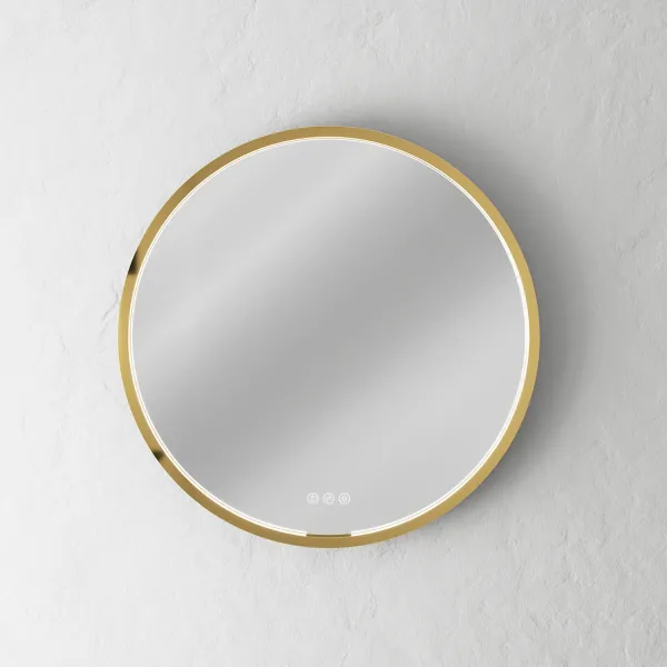 Pulcher Mood Mirror PMM-O60 - Ø60 cm speil m/lys og lysstyring, Messing