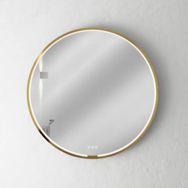 Pulcher Mood Mirror PMM-O80 - Ø80 cm speil m/lys og lysstyring, Messing