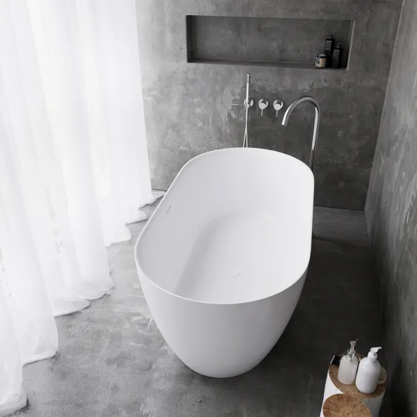 Pulcher Nomo 150 - Slim-Design Badekar 150x75, massiv matt hvit SolidTec®