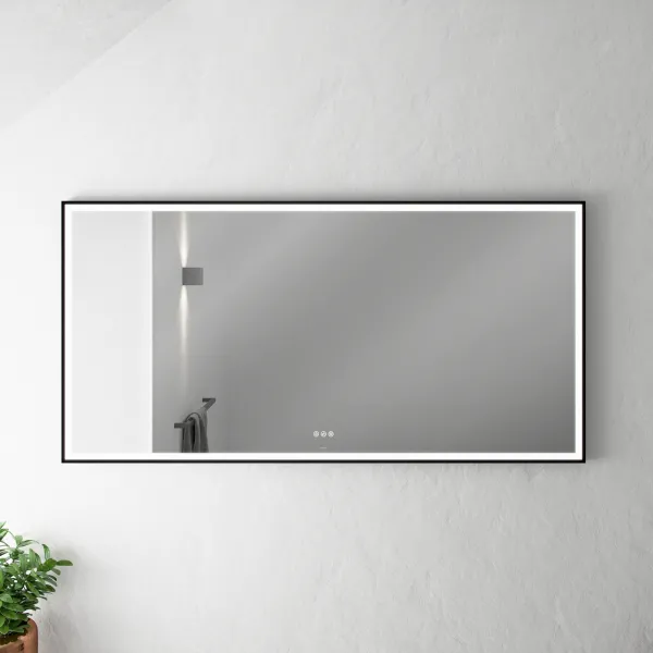 Pulcher Soho Mirror PSM-1680 - 160x80 cm, speil med lys og lyskontroll, matt svart ramme