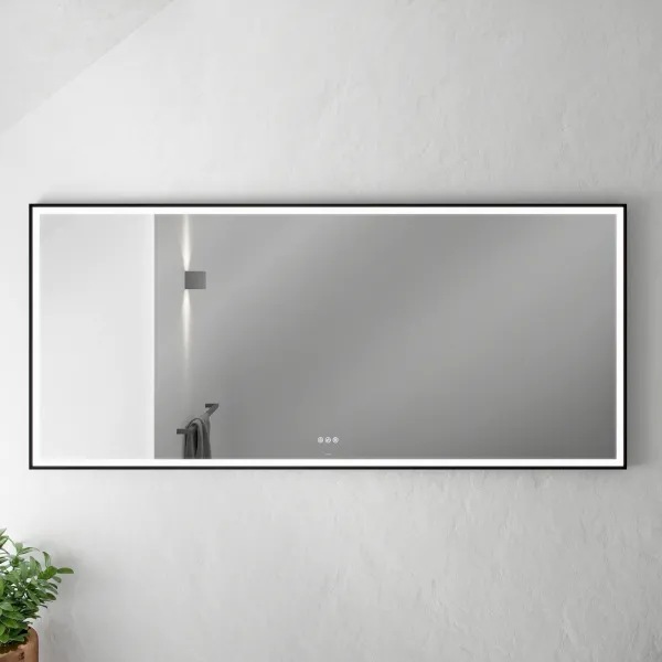 Pulcher Soho Mirror PSM-1880 - 180x80 cm, speil med lys og lyskontroll, matt svart ramme