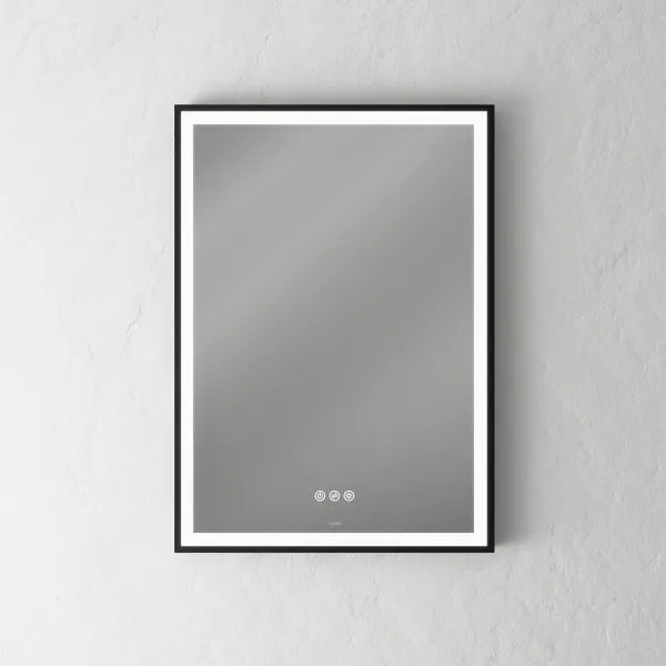 Pulcher Soho Mirror PSM-5070 - 50x70 cm, speil med lys og lyskontroll, matt svart ramme