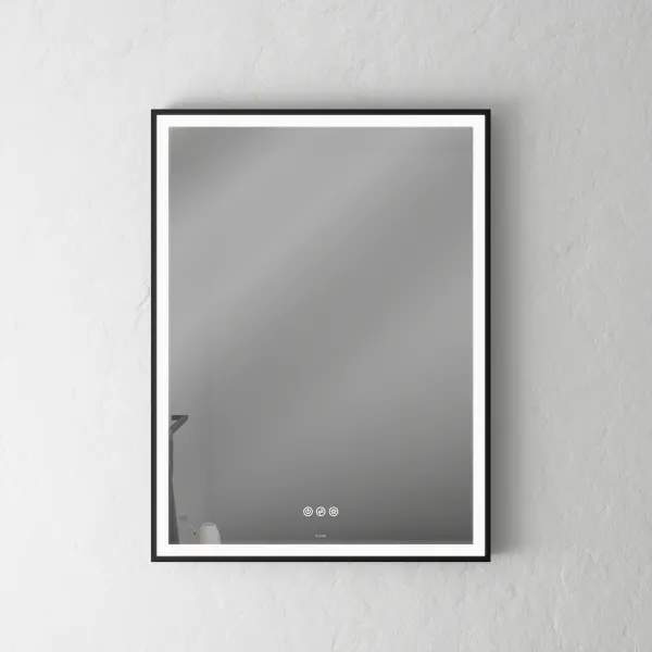 Pulcher Soho Mirror PSM-6080 - 60x80 cm, speil med lys og lyskontroll, matt svart ramme