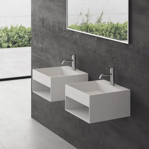 Boxo 45L - 45x40 Servant med oppbevaring, Matt Hvit SolidTec®