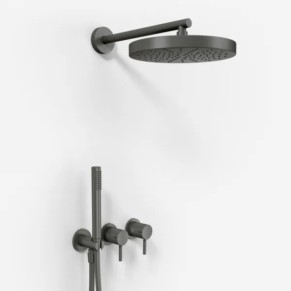 Semplice SBR801 S01 - Dusjsett, Ø24 cm, Vegg, PVD Matt Gun Metal