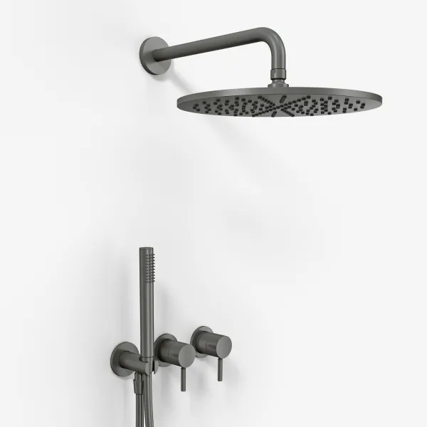 Semplice SBR801 S07 - Rain DeLuxe Ø30, Vegg, PVD Matt Gun Metal