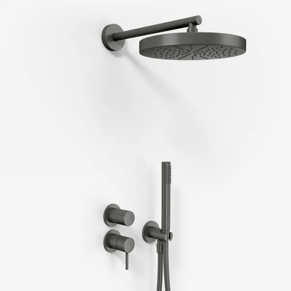 Semplice SBR901 S01 - Dusjsett Ø24 cm, Vegg, PVD Matt Gun Metal