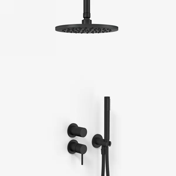 Semplice SBR901 S08 - Dusjsett Ø20 cm, Tak, Matt sort