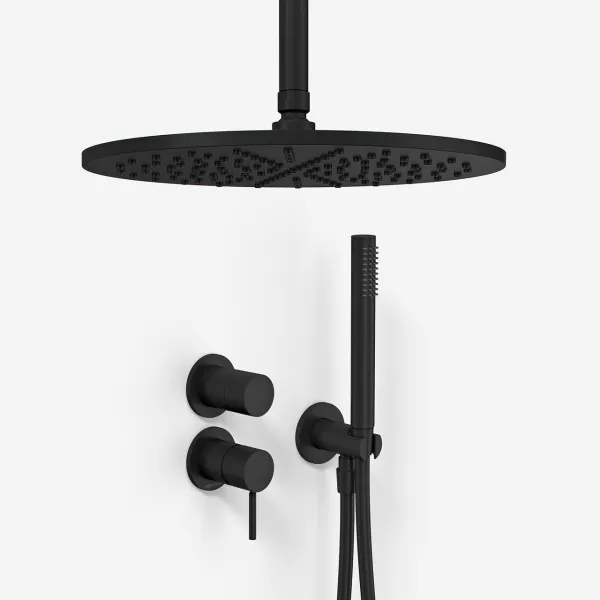 Semplice SBR901 S10 - Dusjsett Ø30 cm, Tak, Matt svart