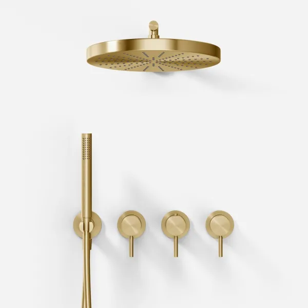 Semplice STB801 S02 - XXL Rain DeLux Ø28 cm, SmartTerm Vegg, PVD Børstet Messing