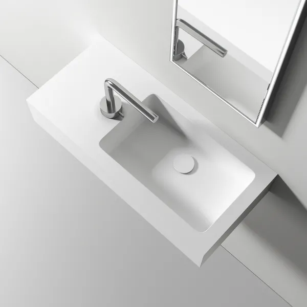 Waterproof 70R - 70x32 cm vask til høyre, Matt Hvit SolidTec®