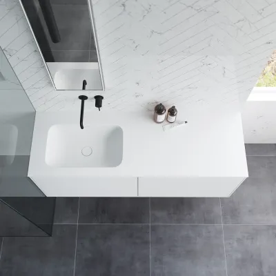 Pulcher Mood 140L Soft - Baderomsmøbel 140x46 cm, matt hvit med SolidTec® vask
