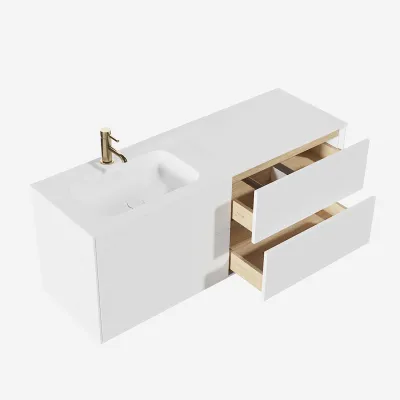 Pulcher Mood 140L Soft - Baderomsmøbel 140x46 cm, matt hvit med SolidTec® vask