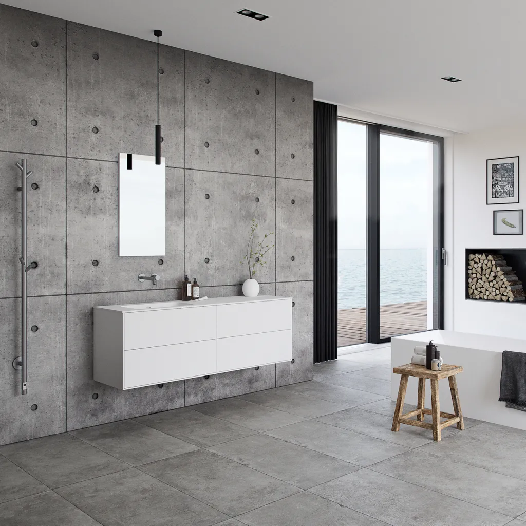 Pulcher Mood 160L Soft - Baderomsmøbel 160x46 cm, matt hvit med SolidTec® vask