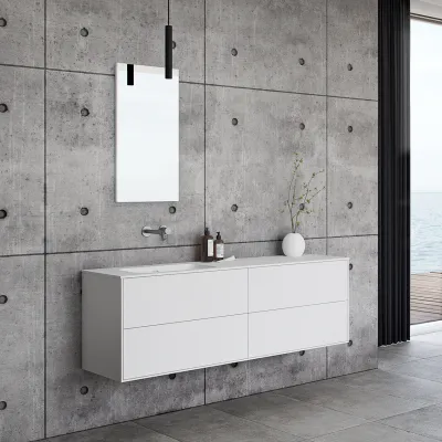 Pulcher Mood 160L Soft - Baderomsmøbel 160x46 cm, matt hvit med SolidTec® vask